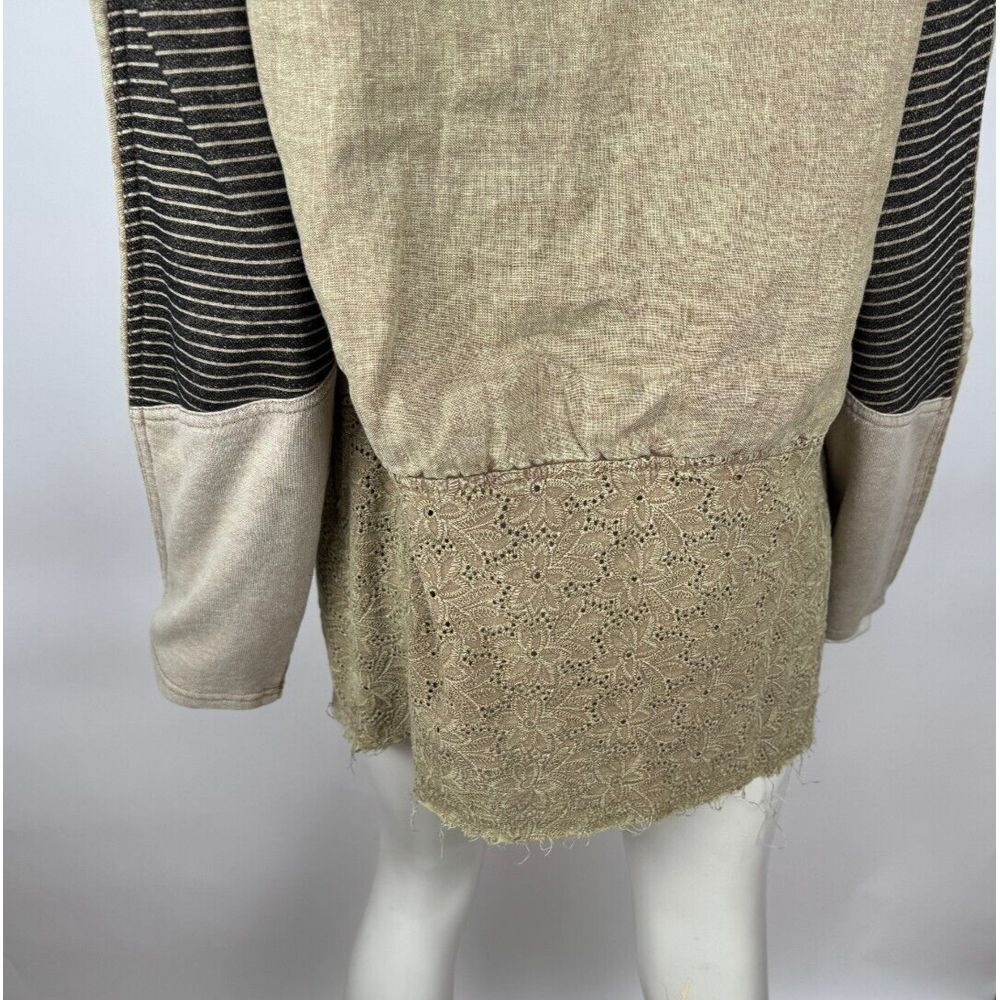 BKE Gimmicks Lagenlook Linen Wrap Jacket‎ Women L Green Lace Long Sleeve Hoodie - Picture 12 of 14